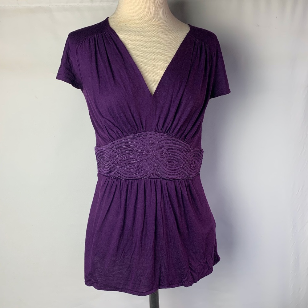 BR patterned V neck biz casual tee - S